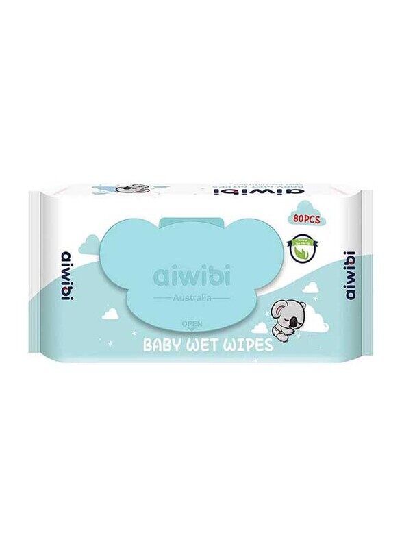 

Aiwibi 80-Piece Tea Tree Flavor Baby Wet Wipes, Blue