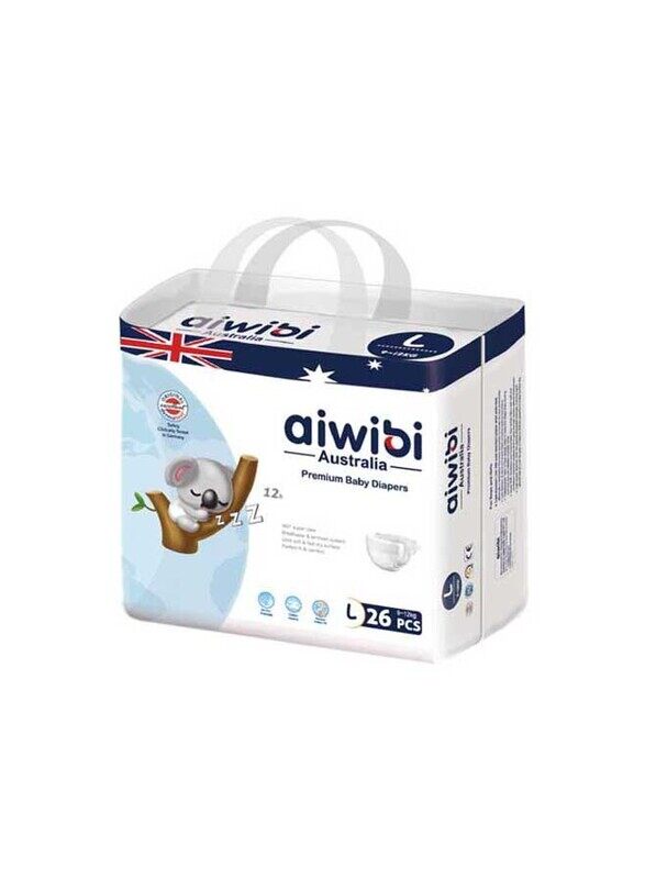 

Aiwibi Baby Diapers, Size L, Ultra Thin, 9-12 Kg, 26 Count