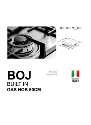 Boj 4-Burner 60cm Built In Stainless Steel Gas Hob with Auto Ignition, GH3160XS, Silver