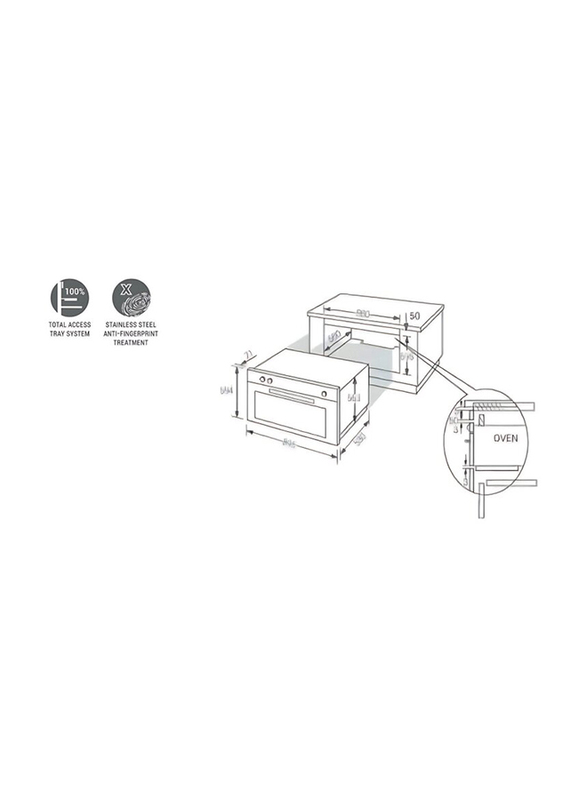 Boj 90cm Stainless Steel Gas Oven with Glass, OVG-9591BX, Silver