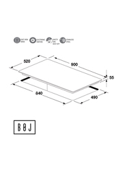 Boj 5-Burner Built In Stainless Steel Gas Hob with Auto Ignition, GH4190X, Silver