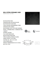 Boj 60cm Vitro Ceramic Gas Hob, 5800W, VCH 460, Silver