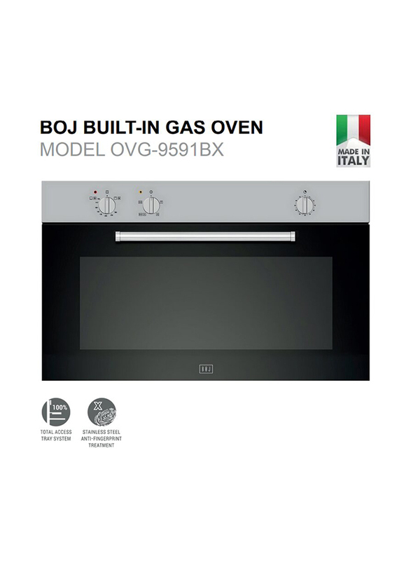 Boj 90cm Stainless Steel Gas Oven with Glass, OVG-9591BX, Silver