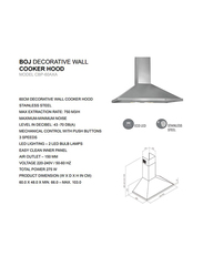 Boj 60cm Decorative Stainless Steel Wall Mounted Cooker Hood, CBP-90AXA, Silver