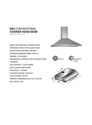 Boj 60cm Built-Under Cooker Hood, AB601XA, Silver