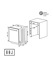 Boj 60cm 14 Place Setting Built In Fully Integrated Dishwasher, BDR159FI, Silver