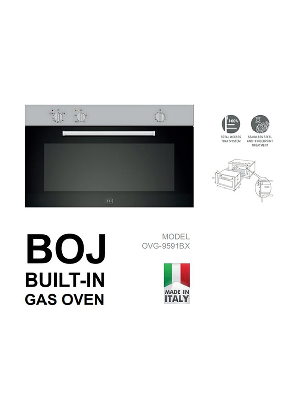 Boj 90cm Stainless Steel Gas Oven with Glass, OVG-9591BX, Silver