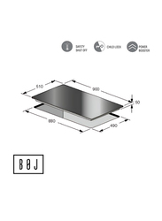 Boj 90cm Vitro Ceramic Gas Hob, VCH-590S, Silver