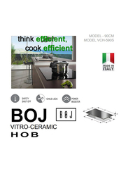 Boj 90cm Vitro Ceramic Gas Hob, VCH-590S, Silver