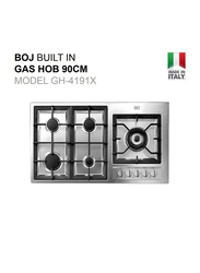 Boj 5-Burner Built In Stainless Steel Gas Hob with Auto Ignition, GH4191X, Silver
