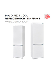 Boj 243L Built In No Frost Double Door Refrigerator, BB124DCN, Silver