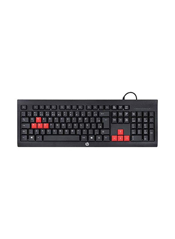 HP KM100 Wired Gaming English Keyboard and Mouse Set, 1QW64AA, black