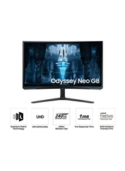 Samsung 32 Inch Odyssey Neo G8 4K Curved Gaming Monitor with 240Hz Refresh Rate & 1ms Response Time, LS32BG850NMXUE, White