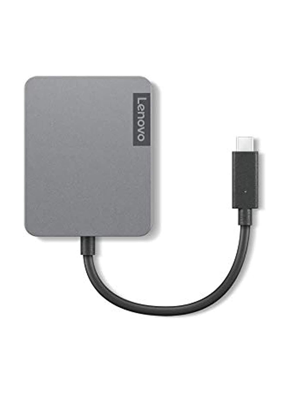 Lenovo 4-in-1 Travel Hub Gen2 USB-C Multiport Adapter with HDMI, VGA, USB 3.1, RJ45 for Type-C Laptops, GX91A34575, Grey