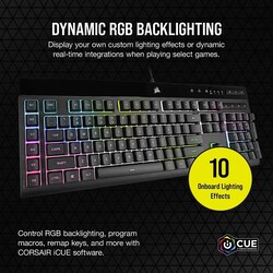 Corsair K55 RGB PRO XT Dynamic Backlighting Six Macro Keys with Elgato Stream Deck Software WiRed Keyboard, Black