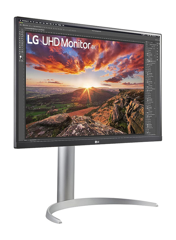 LG 27 Inch UHD Monitor with 3840x2160 Res & VESA Pivot Speaker 4K, 27UP850-W, Black/White