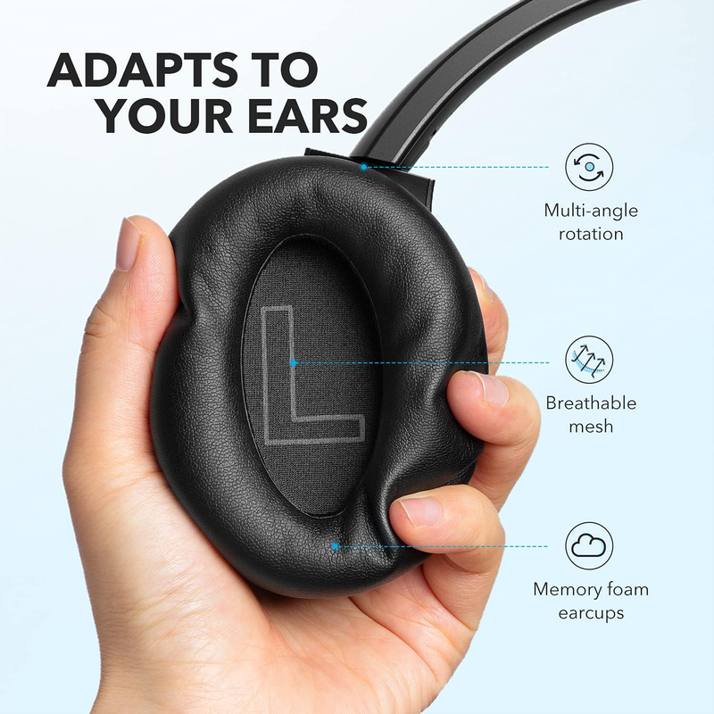 Soundcore Anker Life Q20+ Wireless Over-Ear Noise Cancelling Headphones, Black
