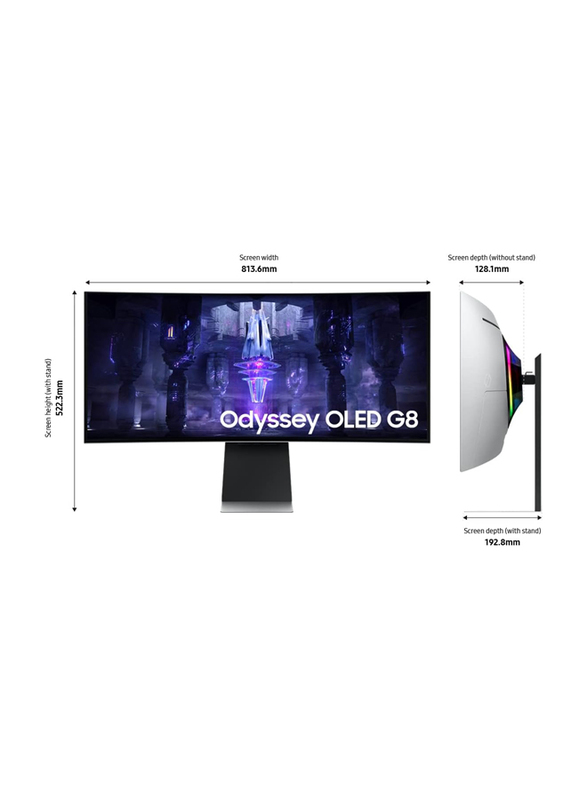 Samsung Odyssey G85SB Series 34 Inch QD-OLED Ultra WQHD Curved Gaming Monitor AMD Free Sync Premium Pro, Advanced Game Streaming, LS34BG850SNXZA, Black