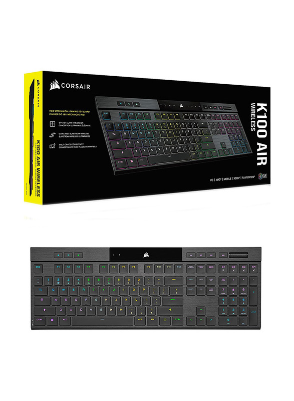 Corsair K100 AIR Wireless RGB Low-Latency Bluetooth Ultra-Thin Mechanical Gaming Keyboard, Black