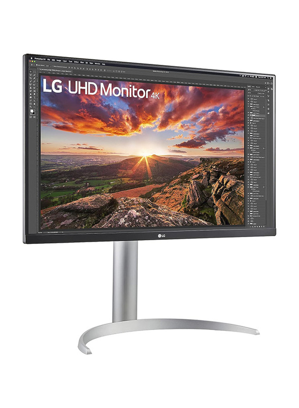 LG 27 Inch UHD Monitor with 3840x2160 Res & VESA Pivot Speaker 4K, 27UP850-W, Black/White