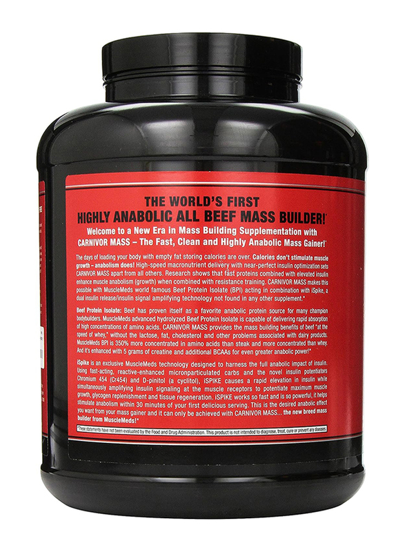 MuscleMeds Carnivor Mass Gainer Anabolic Beef Protein Powder, 5.96 Lbs, Chocolate Fudge