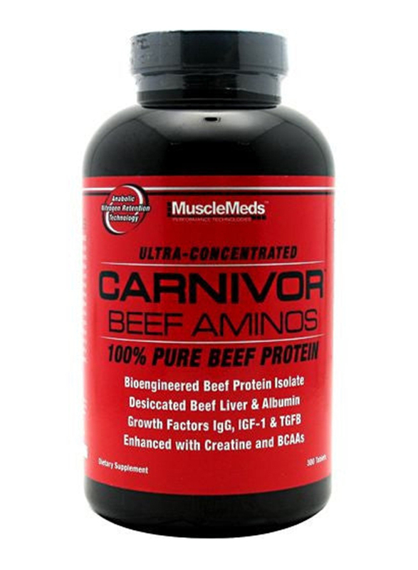 MuscleMeds Ultra-Concentrated Carnivor Beef Amino Acid Dietary Supplement, 300 Tablets