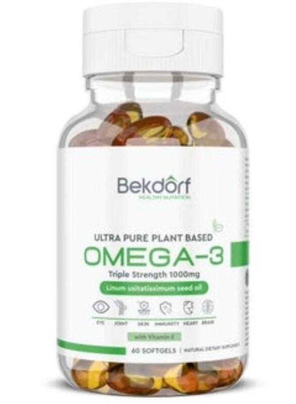 

Bekdorf Ultra Pure Plant Based Omega-3 Triple Strength 1000mg with Vitamin-C 60 Softgel