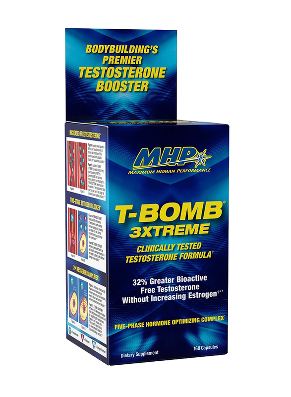 MHP T-Bomb 3xtreme Testosterone Booster Dietary Supplement, 168 Capsules