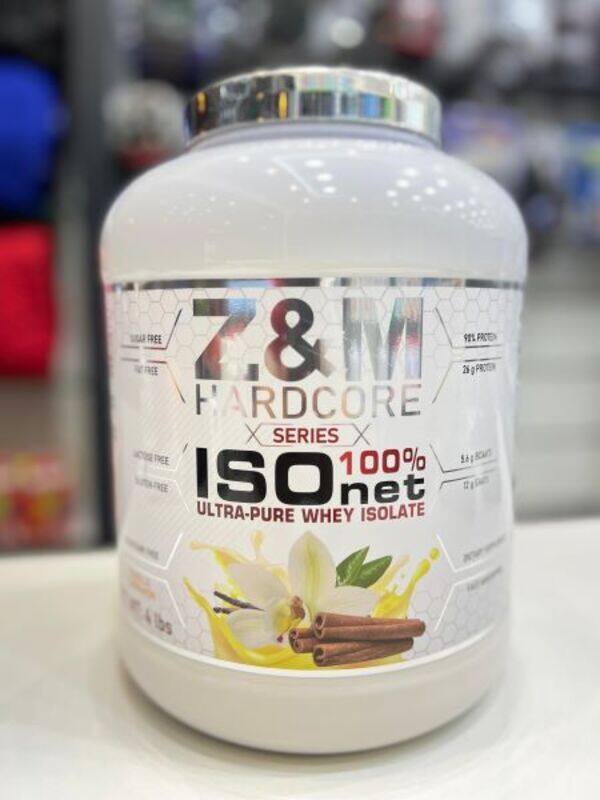 

Z&M Hardcore Series 100% Ultra-Pure Whey Isolate 4Lbs Vanilla Cinnamon - Sugar Free, Fat Free, Lactose Free, Gluten Free, Aspartame Free.