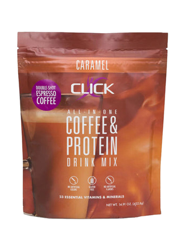 

Click All-In-One Coffee & Protein Drink Mix Powder, 434gm, Caramel