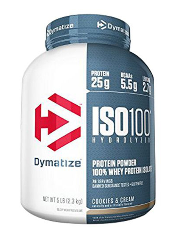Dymatize Iso 100 Hydrolyzed 100% Whey Isolate Protein Powder, 2.3 KG, Cookies & Cream