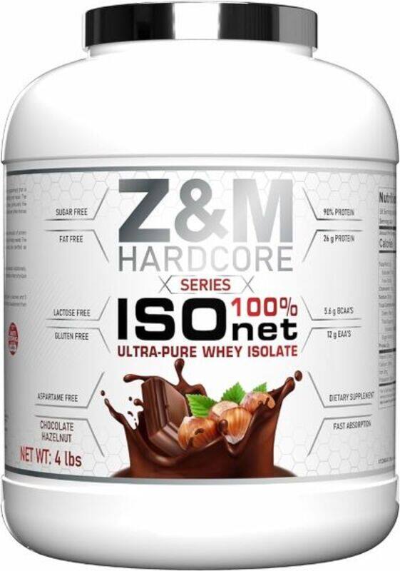 

Z&M Hardcore Series 100% Ultra-Pure Whey Isolate 4Lbs Chocolate Hazelnut - Sugar Free, Fat Free, Lactose Free, Gluten Free, Aspartame Free.
