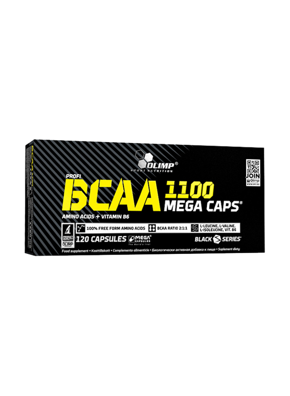 Olimp BCAA 1100mg Amino Acids Vitamin B6 Food Supplement, 120 Capsules