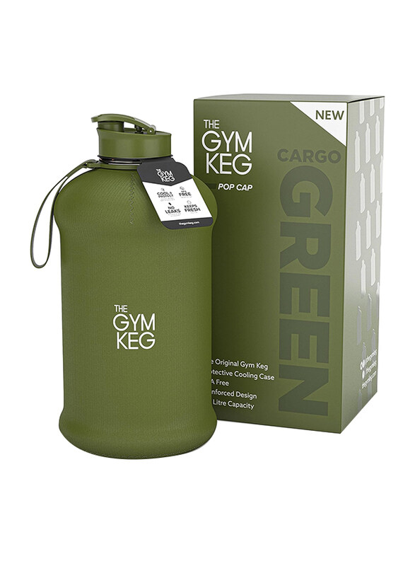 

The Gym Keg 2.2 Ltr Cargo Sports Water Bottle with Protective Cooling Case, Green