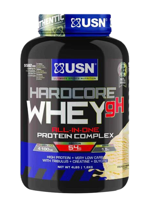 USN All-in-One Hardcore Whey Gh Protein Complex Powder with Tribulus, 1.8 KG, French Vanilla