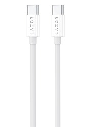 Lazor 1-Meters Bolt USB Type-C Cable, Type-C Male to Type-C Male with 60W Current for Smartphones/Tablets, White