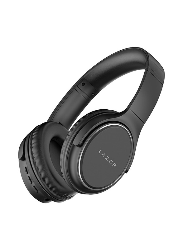 Lazor Jazz Wireless Over-Ear Headphones with Easy Hands-Free Calling, Bluetooth & Mic, EA203, Black