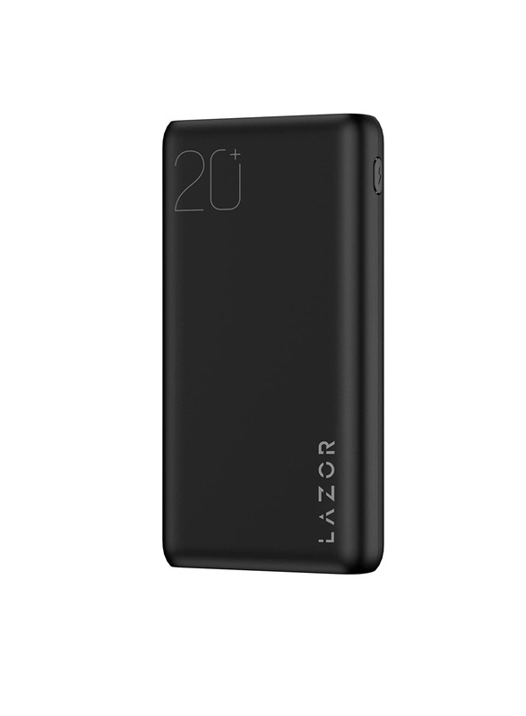 Lazor 20000mAh Speed Pro Wired Power Bank with Ultra Slim Design & Multiple Protection, PB76, Black