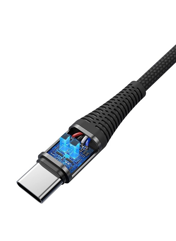 Lazor 1-Meters Flow USB Type-C Cable, Fast Charging Type-A Male to Type-C Male with Premium Nylon Braided Cable for Smartphones/Tablets, Black