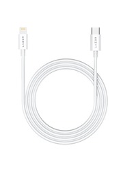 Lazor 1-Meters Bolt Lightning Cable, 3A Fast Charging Cable Type-C Male to Lightning Male for IPhone with 20W Current, CL76, White