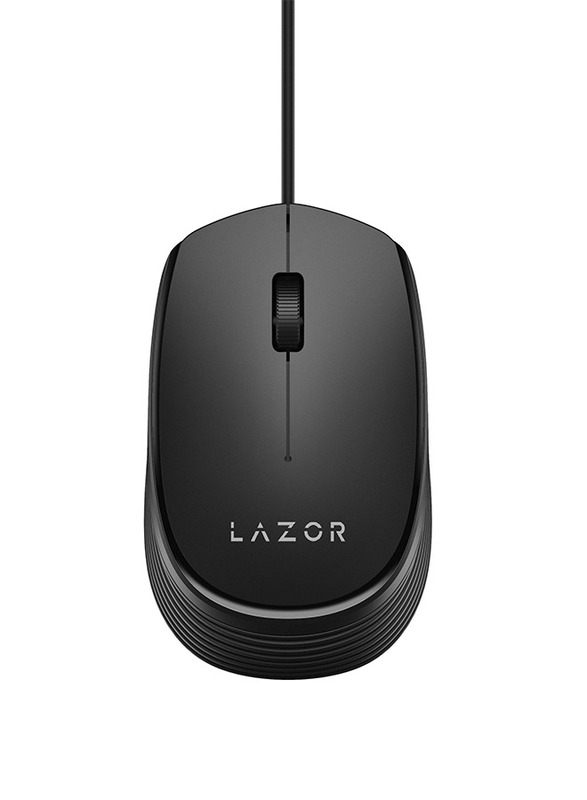 Lazor Tap 1 Wired Optical PVC Mouse, M03C, Black