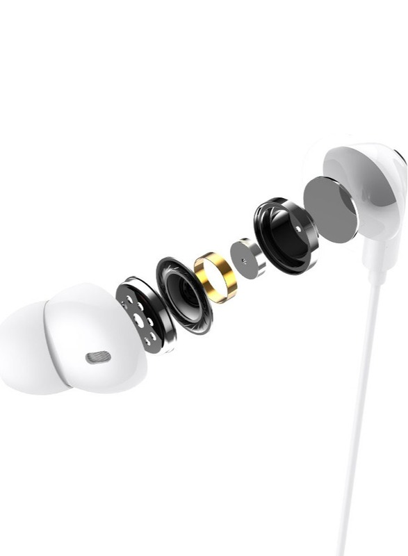 Lazor Mystic Plus Wired In-Ear Earphone with Stereo Sound Driver, Type C & Mic, EA162, White