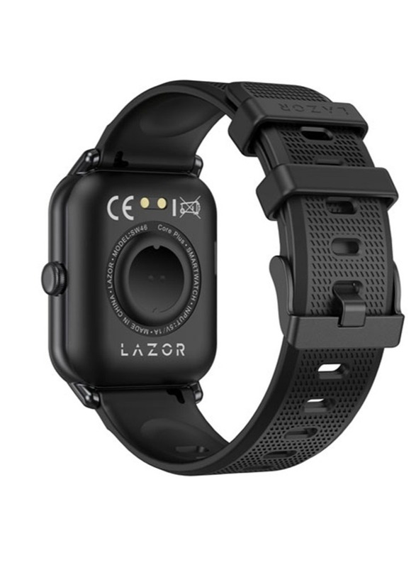 Lazor Core Pluse Smartwatch, 1.69-inch Full Touch Screen with Bluetooth Health Tracker, SW46, Black