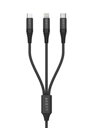 Lazor 1-Meters Titan 3 in 1 Cable, Fast Charging with Durable Nylon Braided Cord for Smartphones/Tablets, Black