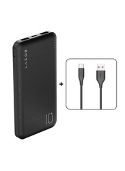 Lazor 10000mAh Boost 10 Wired Power Bank with Lazor Flux USB to USB-C Charging Cable, PB79 + CT85, Black