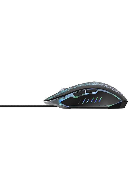 Lazor Tap X Wired Optical Mouse with Braided Wired Cable, GM03C, Black