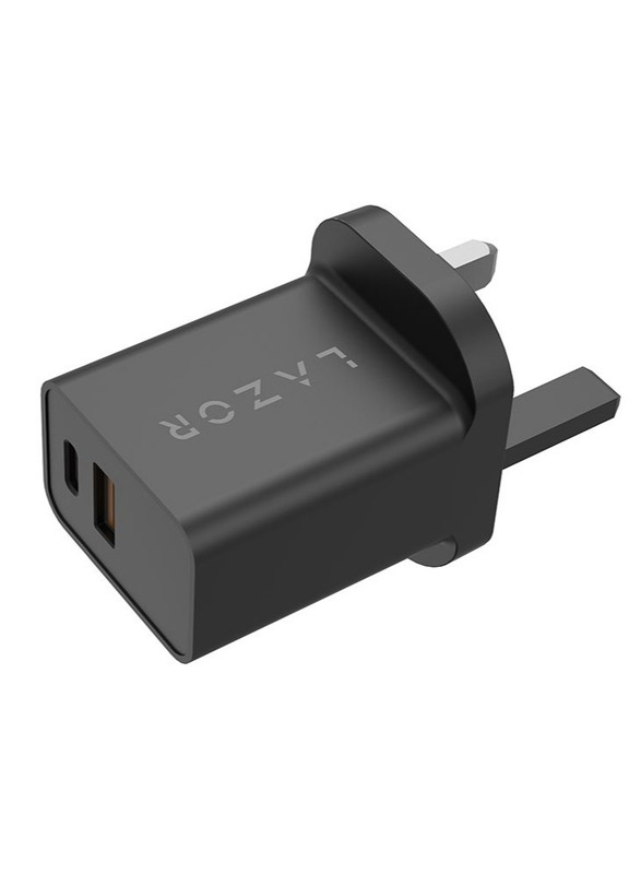 Lazor RAPID UK Power Adapter with 30W Fast Charging, AD28, Black