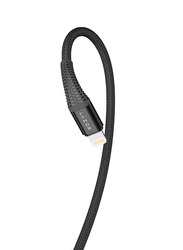 Lazor 1-Meters Flow Lightning Cable, Fast Charging Type-A Male to Lightning Male with Premium Nylon Braided Cable for IPhone, Black