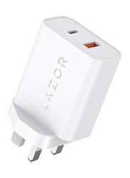 Lazor Hulk UK Wall Charger with 65W Fast Charging, AD89, White