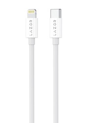 Lazor 1-Meters Bolt Lightning Cable, 3A Fast Charging Cable Type-C Male to Lightning Male for IPhone with 20W Current, CL76, White